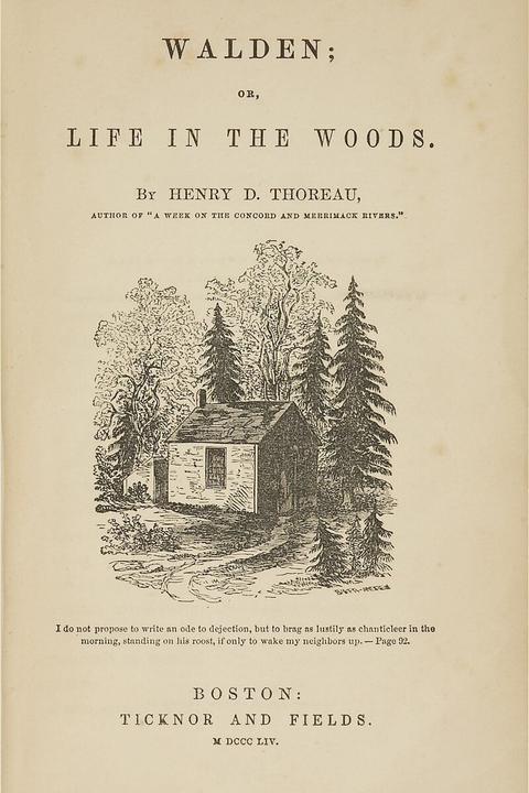 Title page of the first edition of Walden, Ticknor and Fields, Boston, 1854